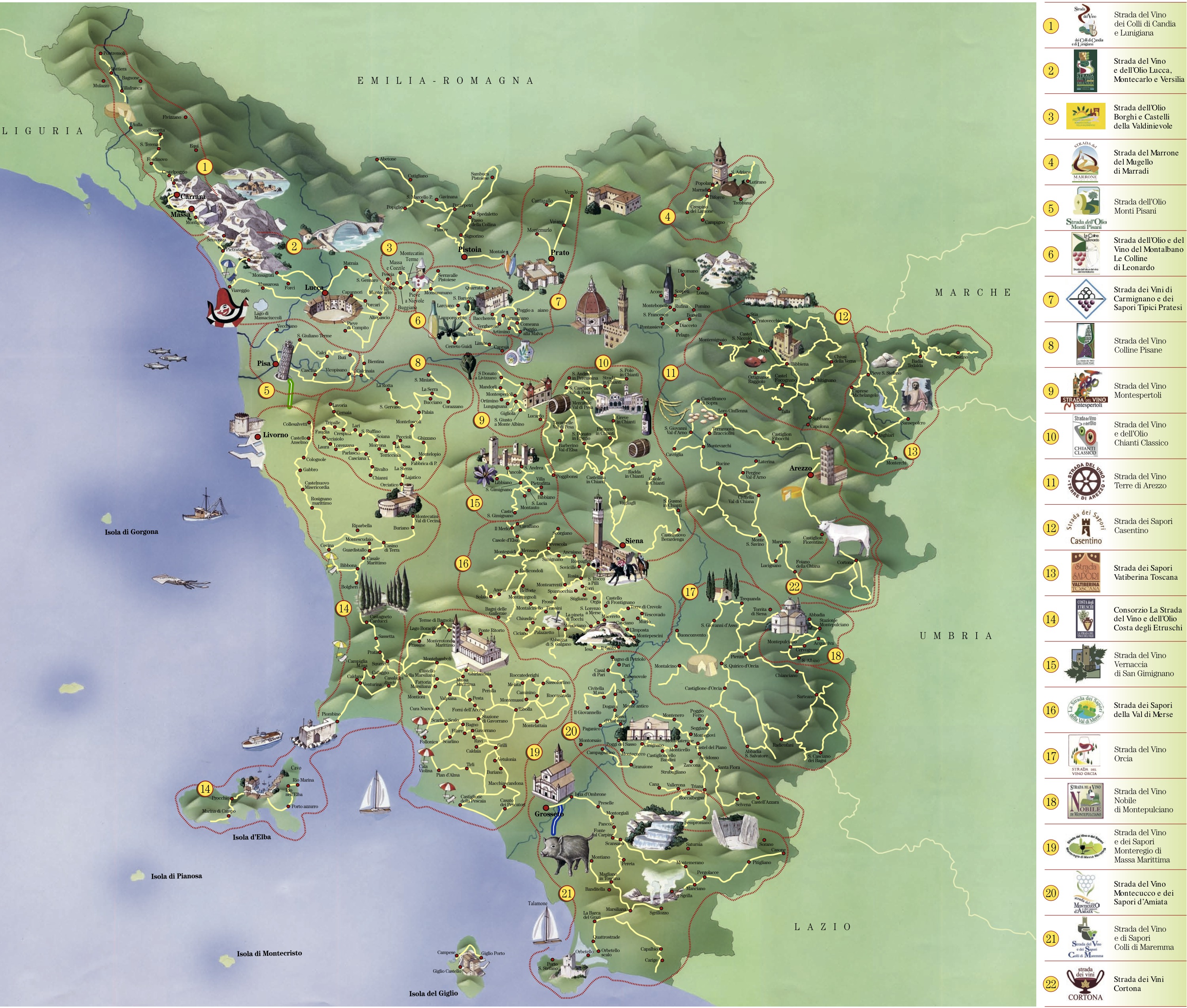 carte région de la toscane