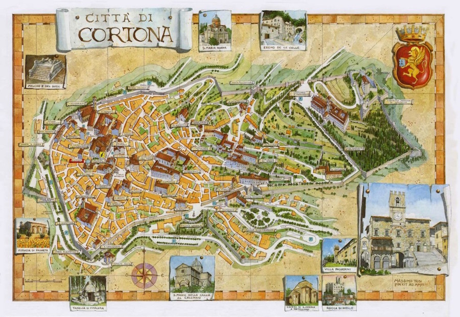 Carte de la ville de Cortone.